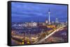 Berlin Mitte, Central Distric of Berlin with 368M Tall Tv Tower Seen from Fischerinsel at Dusk-David Bank-Framed Stretched Canvas