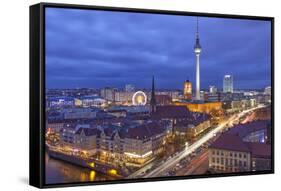 Berlin Mitte, Central Distric of Berlin with 368M Tall Tv Tower Seen from Fischerinsel at Dusk-David Bank-Framed Stretched Canvas