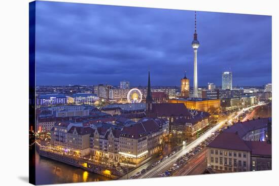 Berlin Mitte, Central Distric of Berlin with 368M Tall Tv Tower Seen from Fischerinsel at Dusk-David Bank-Stretched Canvas