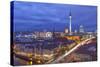 Berlin Mitte, Central Distric of Berlin with 368M Tall Tv Tower Seen from Fischerinsel at Dusk-David Bank-Stretched Canvas