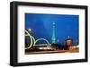 Berlin, Radio Tower, Looping Sculpture, Night-Catharina Lux-Framed Photographic Print