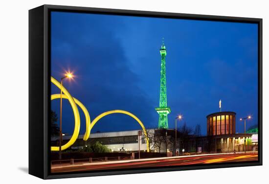 Berlin, Radio Tower, Looping Sculpture, Night-Catharina Lux-Framed Stretched Canvas