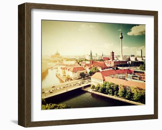 Berlin - Rotes Rathau And The River Spree-Michal Bednarek-Framed Art Print