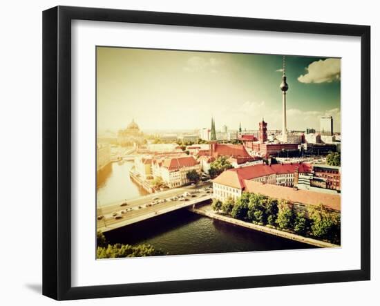 Berlin - Rotes Rathau And The River Spree-Michal Bednarek-Framed Art Print