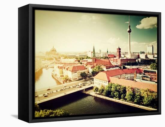 Berlin - Rotes Rathau And The River Spree-Michal Bednarek-Framed Stretched Canvas
