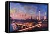 Berlin Skyline at Dusk-Markus Bleichner-Framed Stretched Canvas