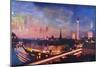 Berlin Skyline at Dusk-Markus Bleichner-Mounted Premium Giclee Print