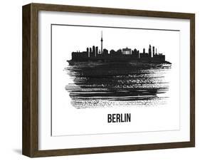 Berlin  Skyline Brush Stroke - Black II-NaxArt-Framed Art Print