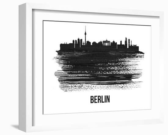 Berlin  Skyline Brush Stroke - Black II-NaxArt-Framed Art Print