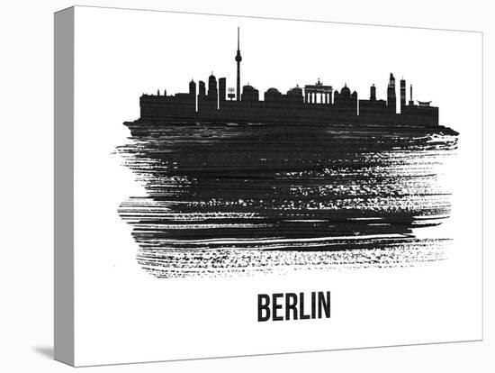 Berlin  Skyline Brush Stroke - Black II-NaxArt-Stretched Canvas