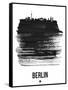 Berlin Skyline Brush Stroke - Black-NaxArt-Framed Stretched Canvas