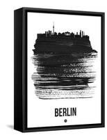 Berlin Skyline Brush Stroke - Black-NaxArt-Framed Stretched Canvas
