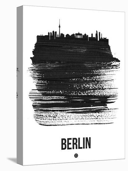 Berlin Skyline Brush Stroke - Black-NaxArt-Stretched Canvas