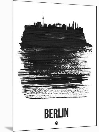 Berlin Skyline Brush Stroke - Black-NaxArt-Mounted Art Print