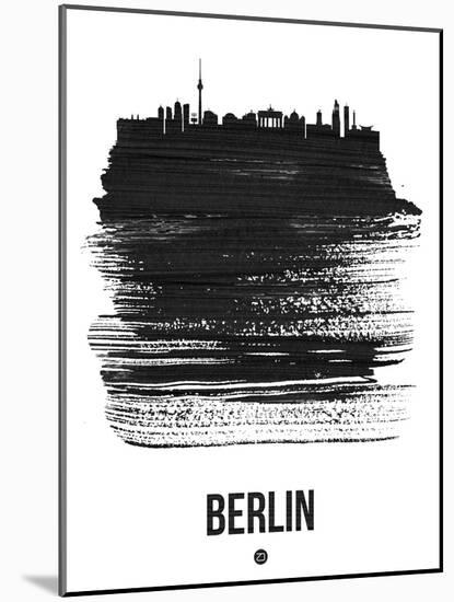 Berlin Skyline Brush Stroke - Black-NaxArt-Mounted Art Print