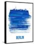Berlin Skyline Brush Stroke - Blue-NaxArt-Framed Stretched Canvas