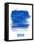 Berlin Skyline Brush Stroke - Blue-NaxArt-Framed Stretched Canvas