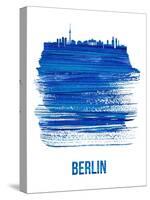 Berlin Skyline Brush Stroke - Blue-NaxArt-Stretched Canvas