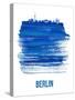 Berlin Skyline Brush Stroke - Blue-NaxArt-Stretched Canvas