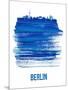 Berlin Skyline Brush Stroke - Blue-NaxArt-Mounted Art Print