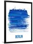 Berlin Skyline Brush Stroke - Blue-NaxArt-Framed Art Print