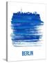 Berlin Skyline Brush Stroke - Blue-NaxArt-Stretched Canvas