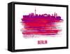 Berlin Skyline Brush Stroke - Red-NaxArt-Framed Stretched Canvas