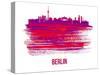 Berlin Skyline Brush Stroke - Red-NaxArt-Stretched Canvas