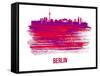 Berlin Skyline Brush Stroke - Red-NaxArt-Framed Stretched Canvas