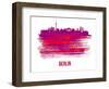 Berlin Skyline Brush Stroke - Red-NaxArt-Framed Art Print