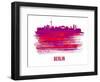 Berlin Skyline Brush Stroke - Red-NaxArt-Framed Art Print