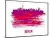 Berlin Skyline Brush Stroke - Red-NaxArt-Mounted Art Print