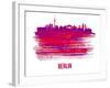 Berlin Skyline Brush Stroke - Red-NaxArt-Framed Art Print