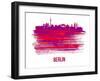 Berlin Skyline Brush Stroke - Red-NaxArt-Framed Art Print