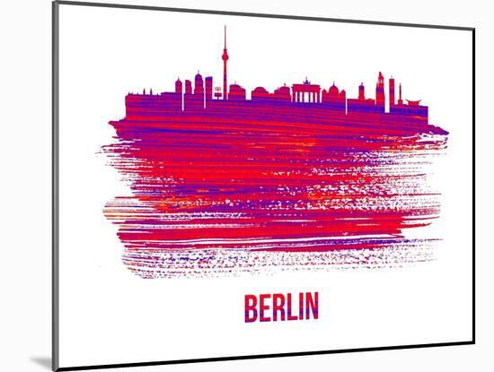 Berlin Skyline Brush Stroke - Red-NaxArt-Mounted Art Print