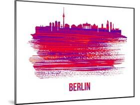 Berlin Skyline Brush Stroke - Red-NaxArt-Mounted Art Print