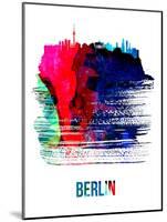 Berlin Skyline Brush Stroke - Watercolor-NaxArt-Mounted Art Print