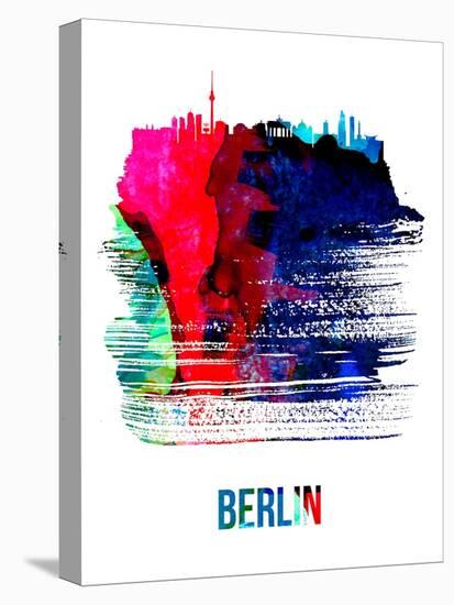 Berlin Skyline Brush Stroke - Watercolor-NaxArt-Stretched Canvas
