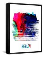 Berlin Skyline Brush Stroke - Watercolor-NaxArt-Framed Stretched Canvas