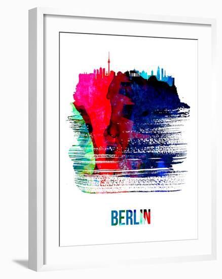 Berlin Skyline Brush Stroke - Watercolor-NaxArt-Framed Art Print