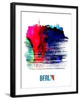 Berlin Skyline Brush Stroke - Watercolor-NaxArt-Framed Art Print