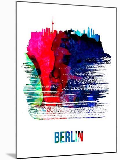 Berlin Skyline Brush Stroke - Watercolor-NaxArt-Mounted Art Print