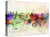 Berlin Skyline in Watercolor Background-paulrommer-Stretched Canvas