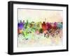 Berlin Skyline in Watercolor Background-paulrommer-Framed Art Print