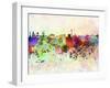 Berlin Skyline in Watercolor Background-paulrommer-Framed Art Print