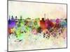 Berlin Skyline in Watercolor Background-paulrommer-Mounted Art Print