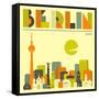 Berlin Skyline-Jazzberry Blue-Framed Stretched Canvas