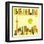 Berlin Skyline-Jazzberry Blue-Framed Art Print