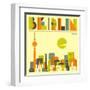 Berlin Skyline-Jazzberry Blue-Framed Art Print