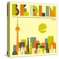 Berlin Skyline-Jazzberry Blue-Stretched Canvas